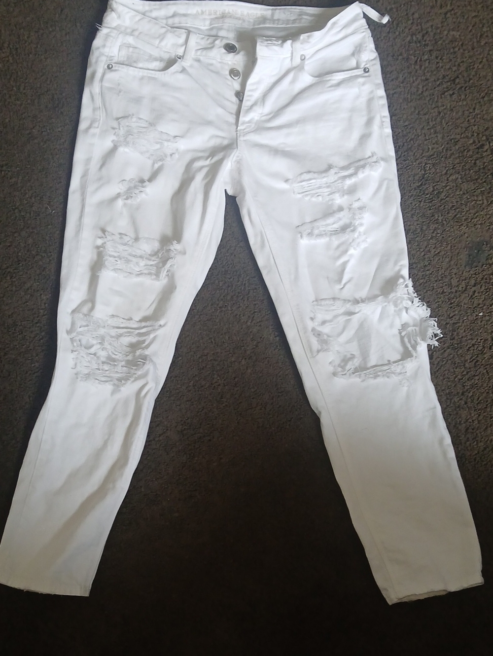 American Eagle Outfitters White Distressed Boyfriend Jeans